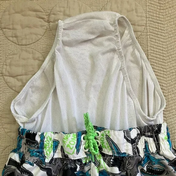 Boys Sz. 6/7 Shark Swim Trunks (Trunks, Carter's, Op) & New Eddie Bauer Swim Top - Picture 15 of 16